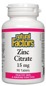 Natural Factors Zinc Citrate (15mg) (90 Tablets) For Sale