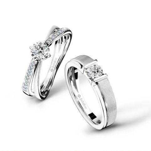 แหวนเพชร The Excellence of 19 Solitaire Twin Line Diamond Ring & Smart Tension Entwine Ring Hot on Sale