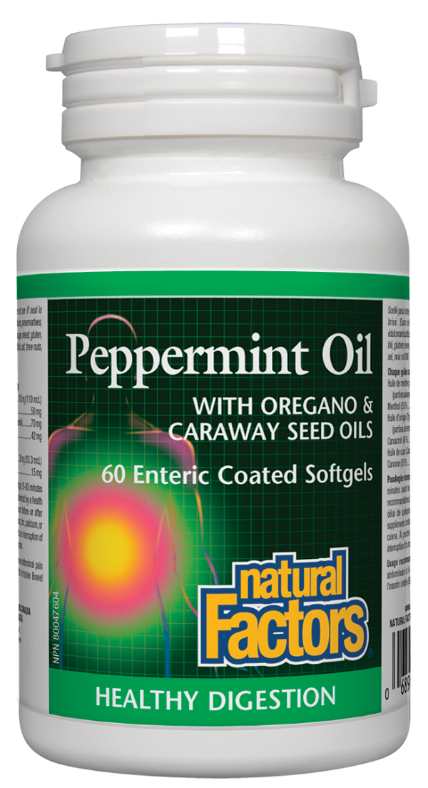 Natural Factors Peppermint Oil w  Oregano  & Caraway Seed Oils (60 SGels) Discount