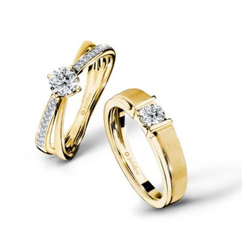 แหวนเพชร The Excellence of 19 Solitaire Twin Line Diamond Ring & Smart Tension Entwine Ring Hot on Sale