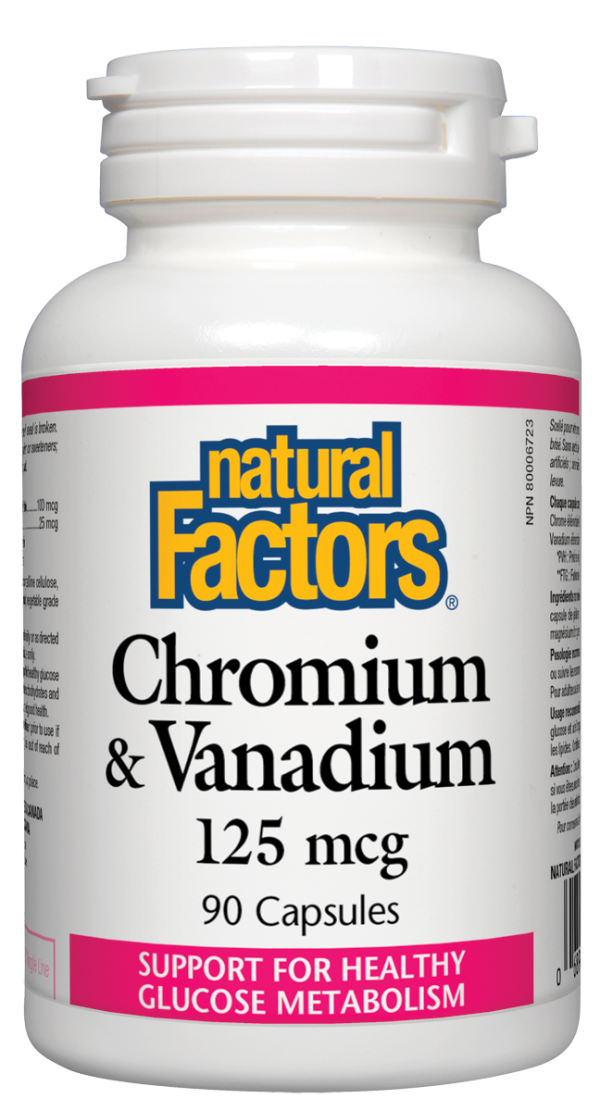 Natural Factors Chromium & Vanadium (125mcg) (90 Capsules) on Sale