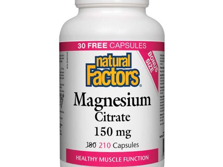 Natural Factors Magnesium Citrate BONUS (210 Caps) on Sale