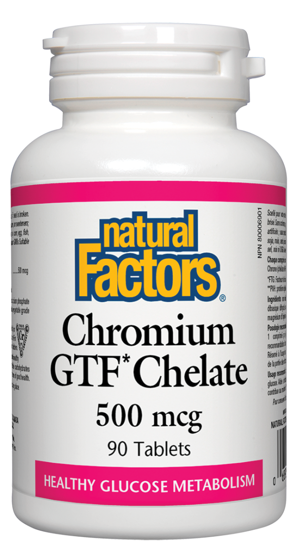 Natural Factors Chromium GTF Chelate (500mcg) (90 Tablets) Fashion