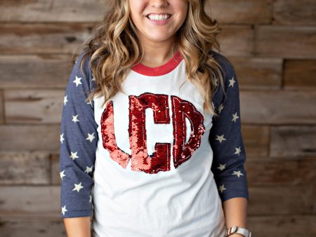 Monogrammed Blue Stars Raglan - 2020 For Sale