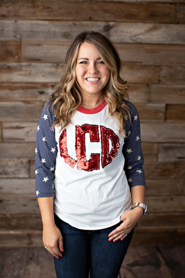 Monogrammed Blue Stars Raglan - 2020 For Sale