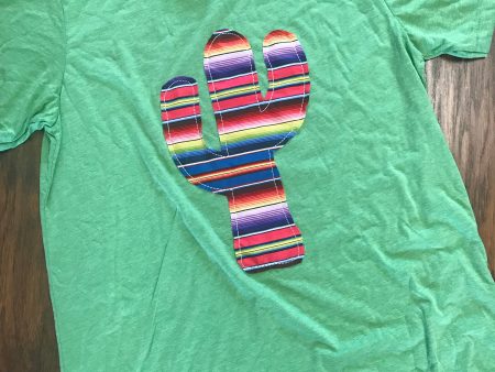 Green Shirt with Serape Cactus Online Hot Sale