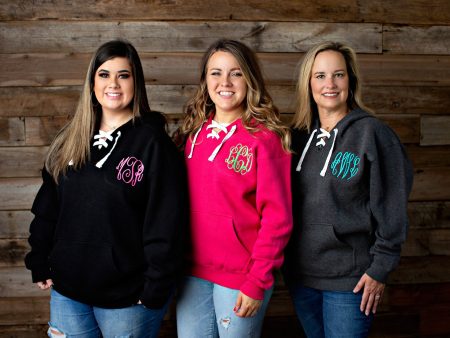 Lace Up Monogrammed Hoodie - 2020 on Sale