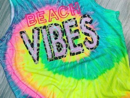 BEACH VIBES Tie Dye Tank   Shirt Discount