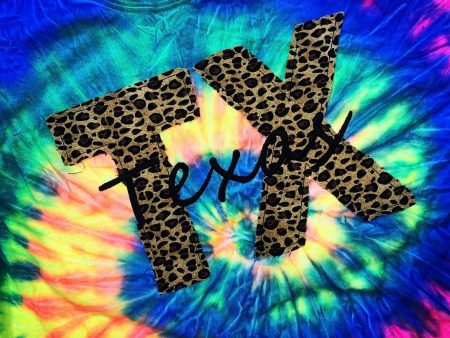 Tie Dye State and Leopard Fabric Abbreviation Shirts Tanks Hot on Sale