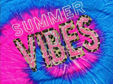 SUMMER VIBES Tie Dye Shirt - Pink Blue For Discount