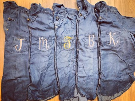 Monogrammed Chambray Button Up Shirt Online Sale