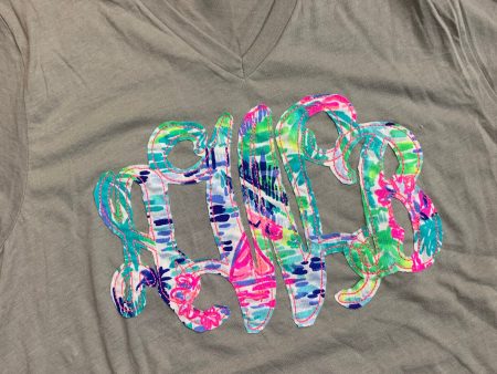 Lilly Pulitzer Fabric Monogrammed Short Sleeve tee, Monogrammed tee For Discount