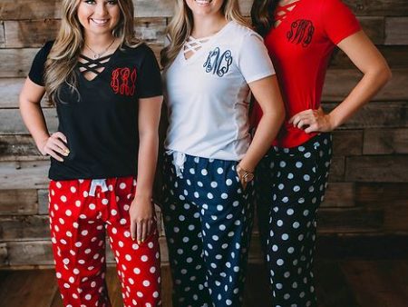 Criss Cross Top Monogrammed Pajamas For Discount